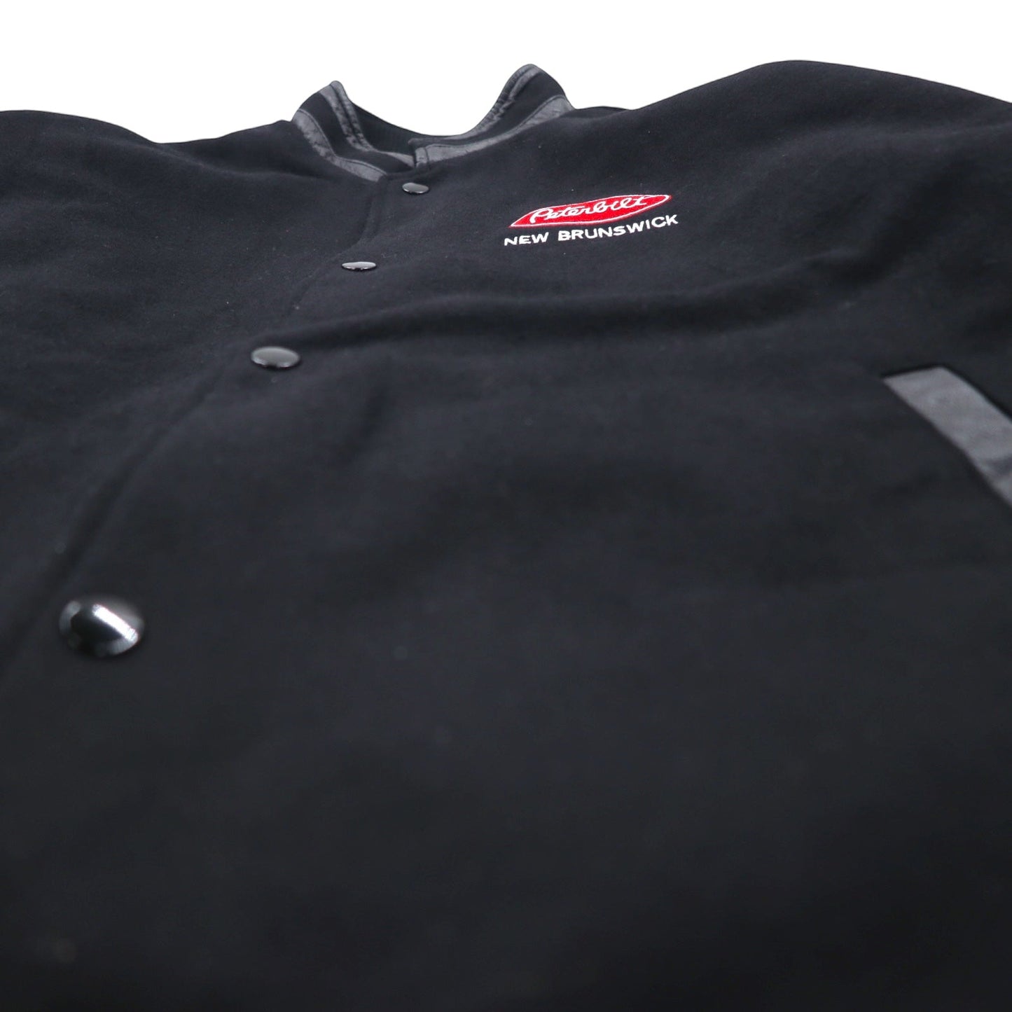 00年代 NORTH END 袖レザー メルトン スタジャン XL ブラック ウール NEW BRUNSWICK - 日本然リトテ