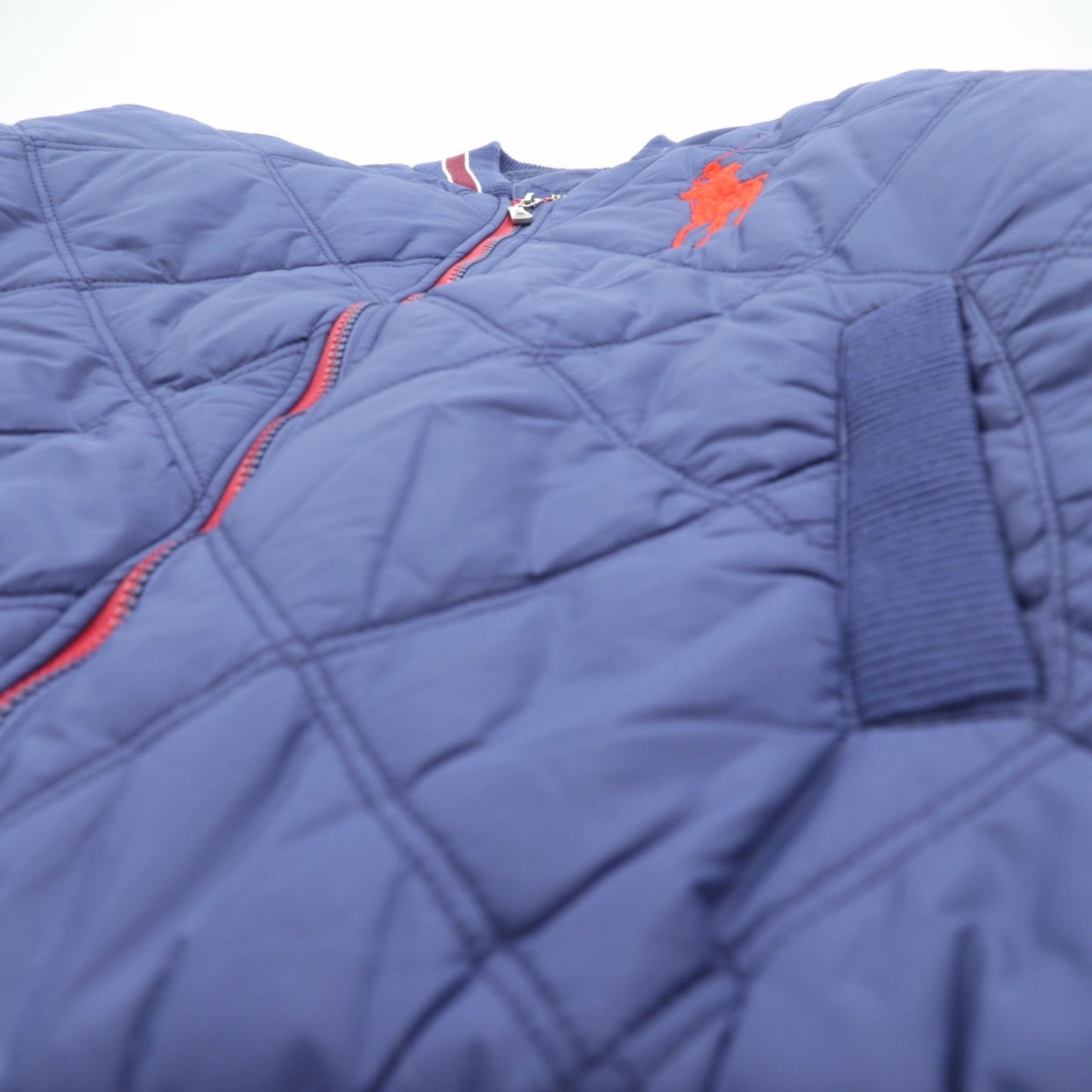 Polo Ralph Lauren ビッグポニー 中綿 キルティング スタジャン L ネイビー ジップアップ リブライン 刺繍