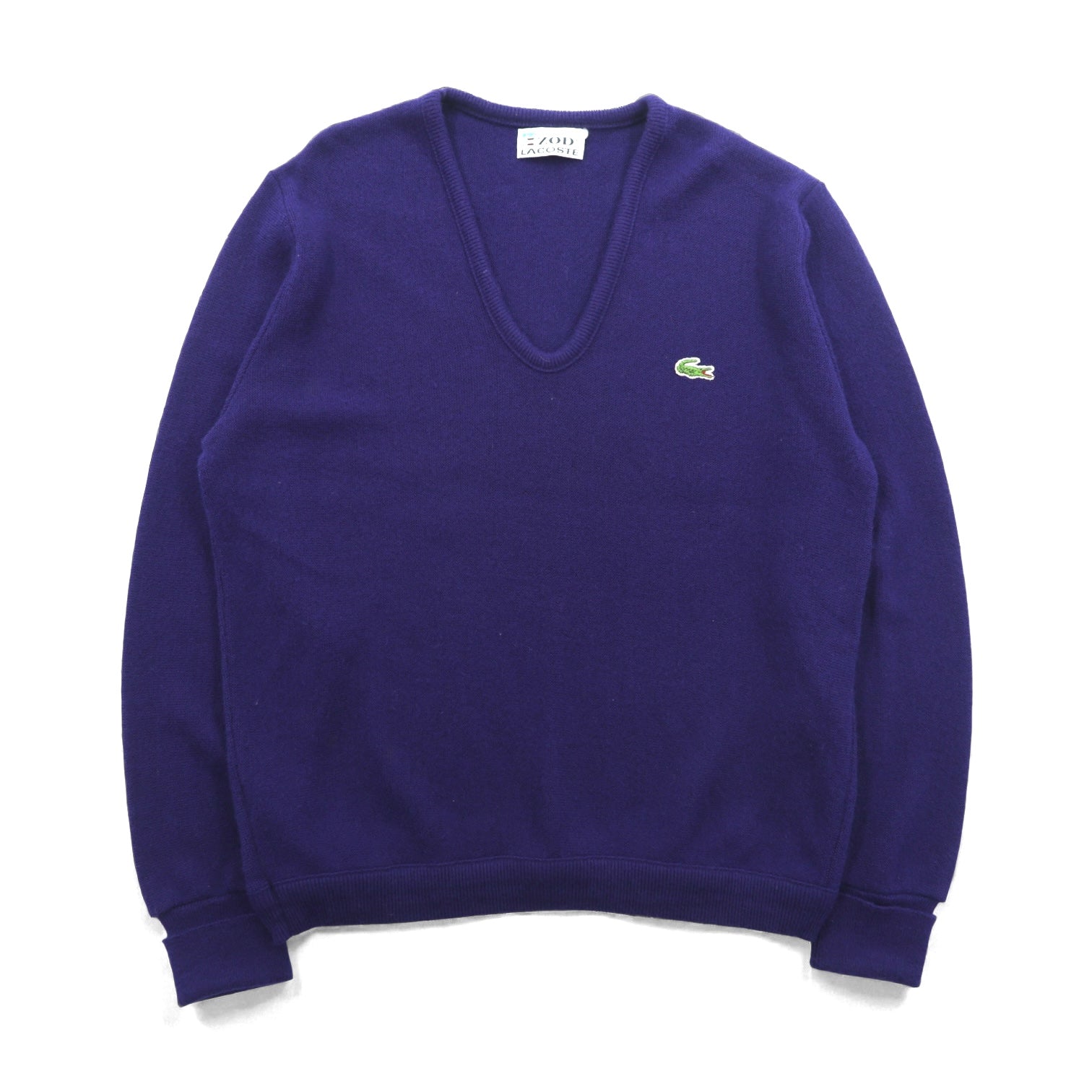 LACOSTE 70年代 ヴィンテージ Vネック ニット セーター S ネイビー 