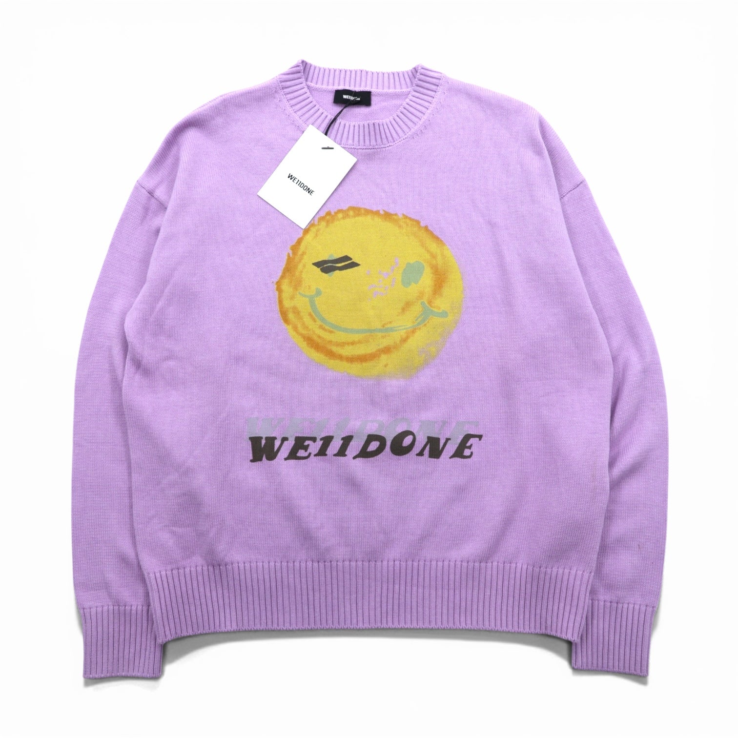 WE11DONE スマイリー PRINTED KNIT SWEATER コットンニット セーター L 
