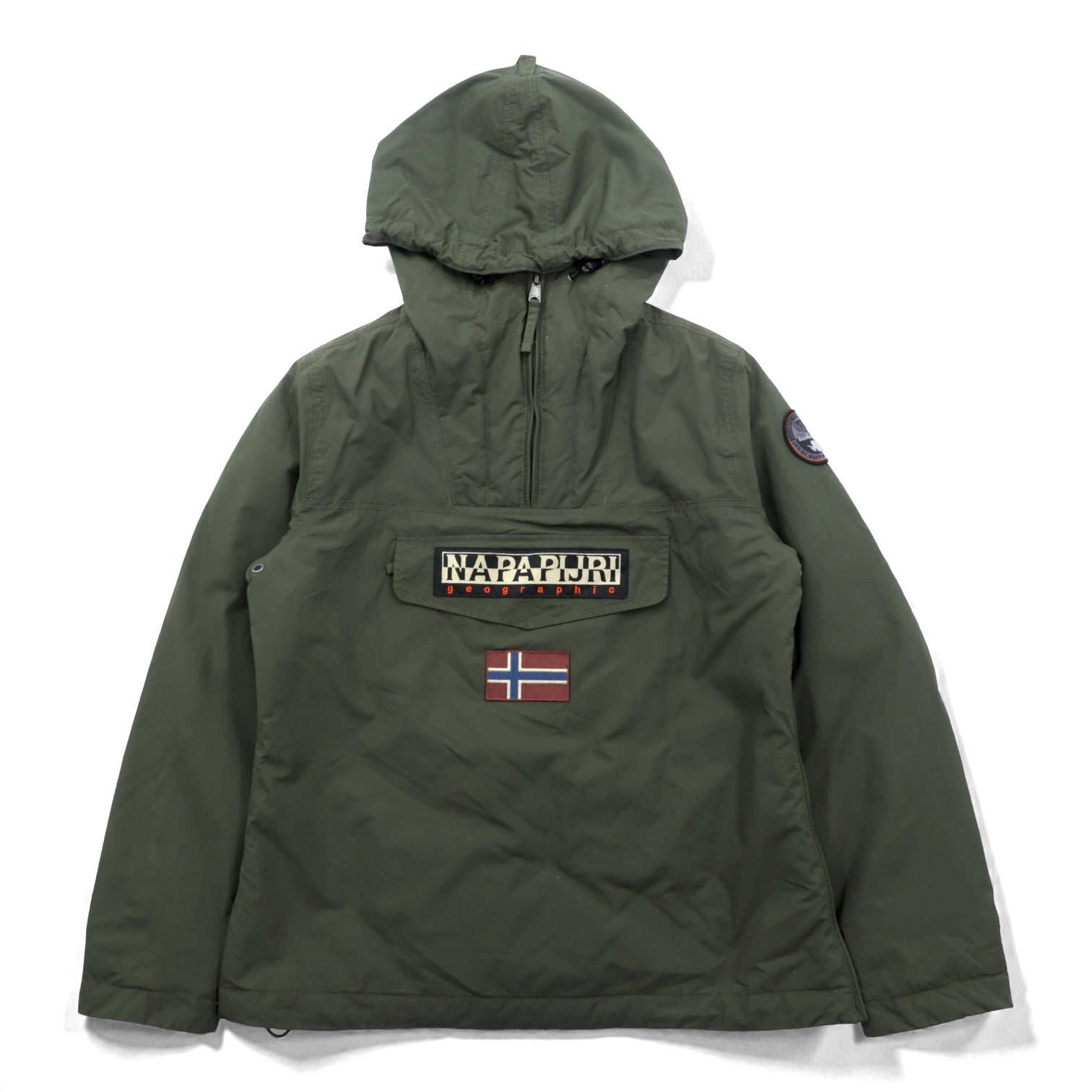 NAPAPIJRI ハーフジップ アノラックパーカー XL カーキ 中綿 ドロー 