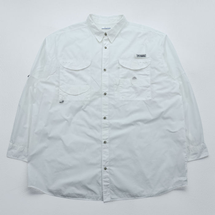 Columbia PFG フィッシングシャツ XXL ホワイト 胸ポケット コットン ビッグサイズ FM7120