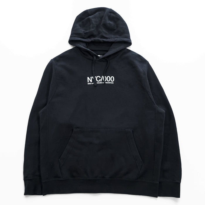 NIKE Pullover Hoodie, Size L, Black, Back Print, HOUSE OF INNOVATION HOODIE NYC/000