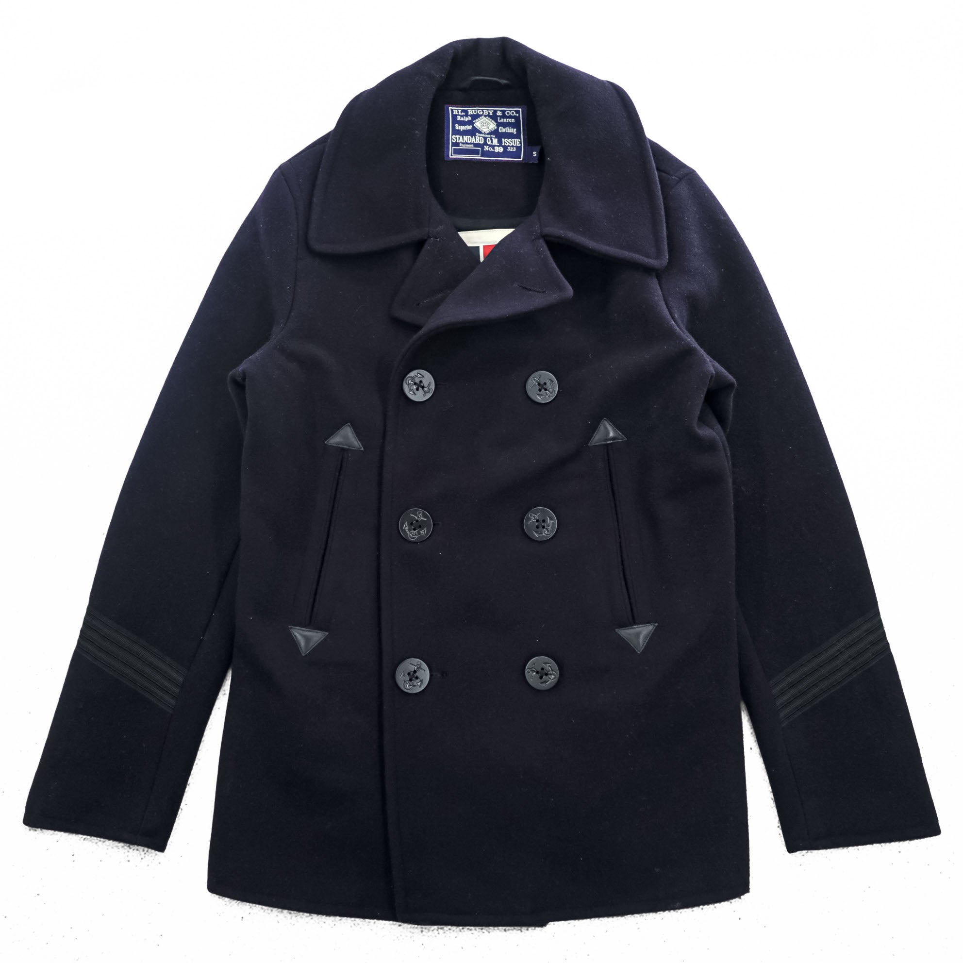 Rugby by RALPH LAUREN ピーコート L ネイビー メルトンウール Royal 
