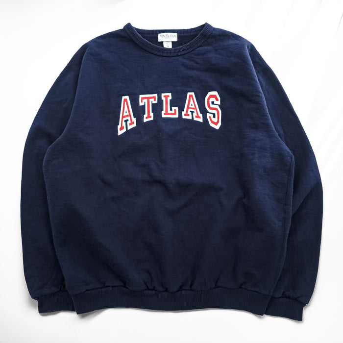 NON-FICTION 90年代 カナダ製 ヴィンテージ スウェット トレーナー M ネイビー 裏起毛 刺繍 アーチロゴ