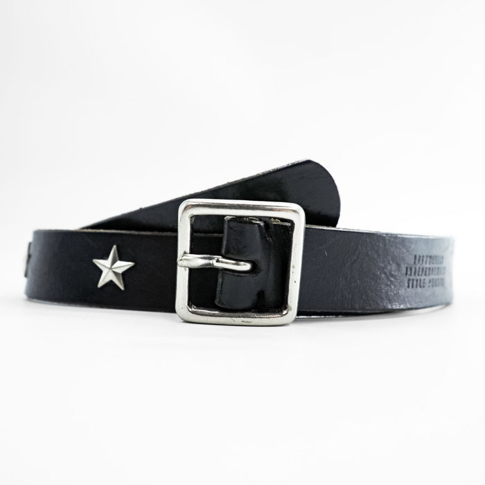 ROTT WEILER Black Leather Belt with Silver-Tone Star Studs