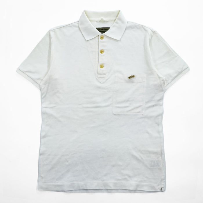 Nigel Cabourn Men's White Short Sleeve Polo Shirt Pocket Ribbon Size 48 Made in Japan