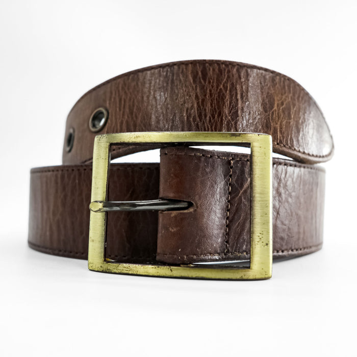 Calvin Klein Brown Leather Belt with Square Buckle