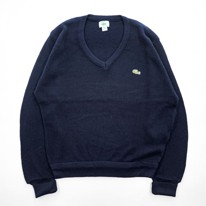 IZOD LACOSTE 80年代 USA製 ヴィンテージ Vネック ニット セーター M ネイビー