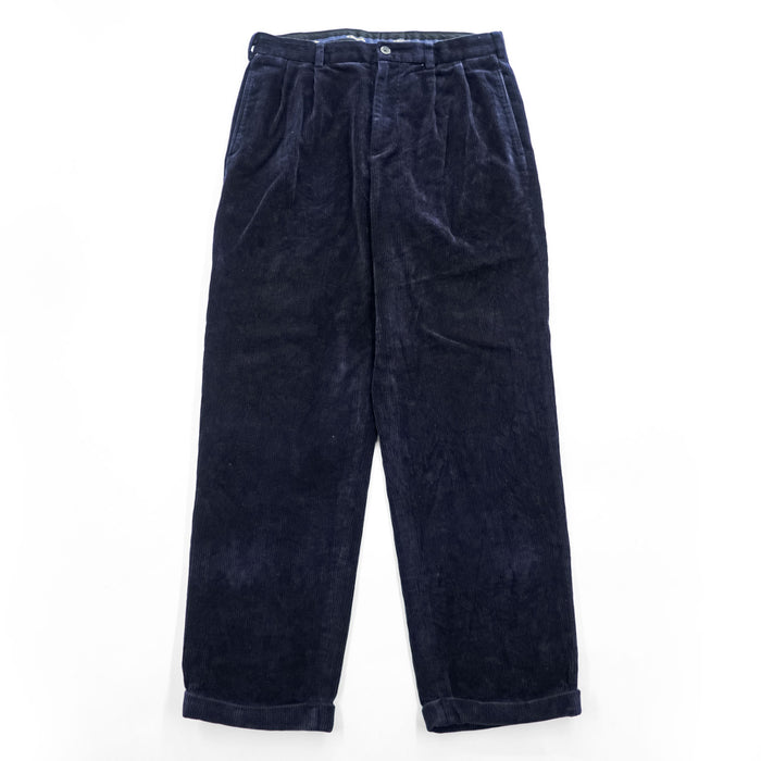 Brooks Brothers ELLIOT Navy Corduroy Pleated Pants W34/L32 Made in China