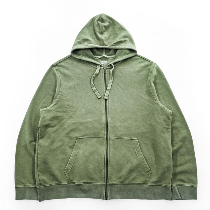 L.L.Bean ジップパーカー XL カーキ グリーン SLIGHTLY FITTED フロントポケット 501147