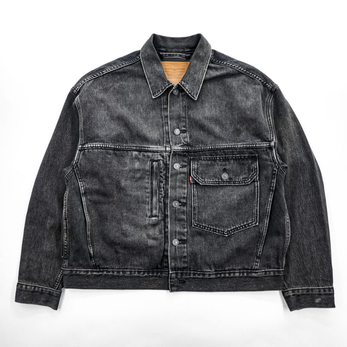 Levi's ビッグE 1stタイプ アレンジ デニムジャケット Gジャン STAY LOOSE TYPE1 トラッカージャケット S ブラック PREMIUM PC9-A2424-0001