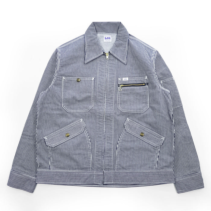 Lee ヒッコリーストライプ ジップアップ ワークジャケット 4ポケット ネイビー ホワイト UNION MADE 91-J