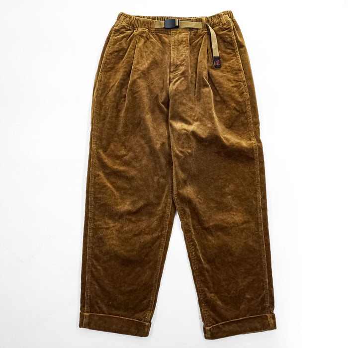 GRAMICCI コーデュロイ タック テーパード イージーパンツ CORDUROY TUCK TAPERED PANTS M ブラウン ストレッチ ベルト付 プリーツ ダブルカフス GMP-20F021