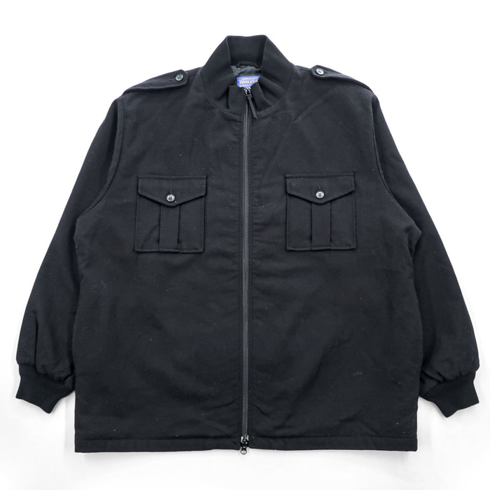 PENDLETON ミリタリー ウールジャケット XXL ブラック ビッグサイズ エポレット ダブルジップ フラップ 胸ポケット 70Z625