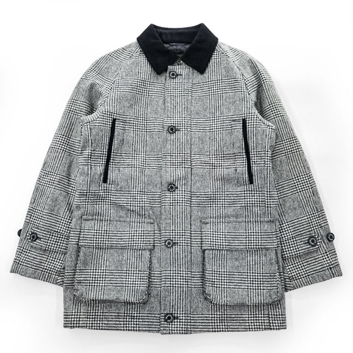 MACKINTOSH LONDON グレンチェック キルティングジャケット L グレー 中綿 ツイード 襟コーデュロイ G1F22-221-05