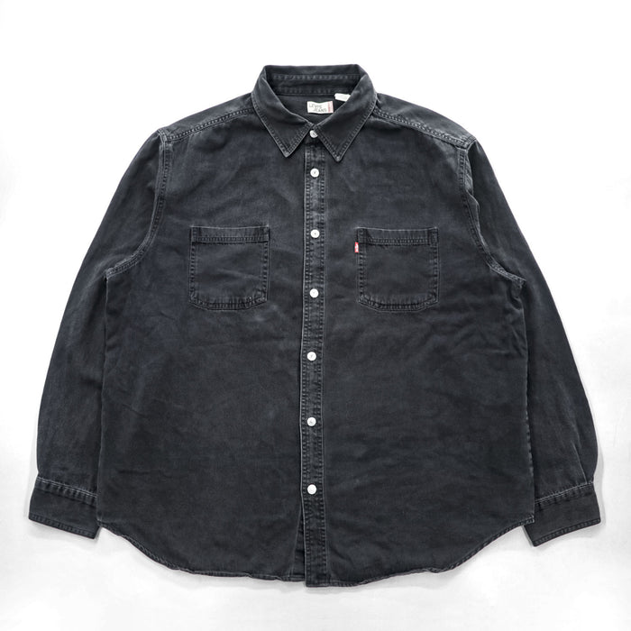 Levi's JEANS 00年代 ヴィンテージ 長袖 ブラック デニムシャツ XXL ビッグサイズ メタルボタン ダブル 胸ポケット