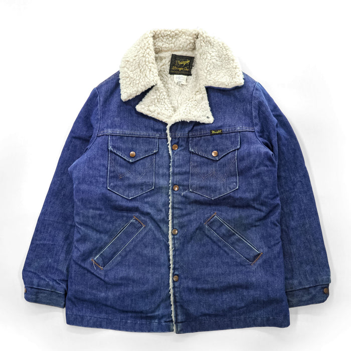 Wrangler 70年代 USA製 黒タグ ヴィンテージ 裏ボアランチコート デニムジャケット M インディゴ ブルー Wrange Coat JL556NV