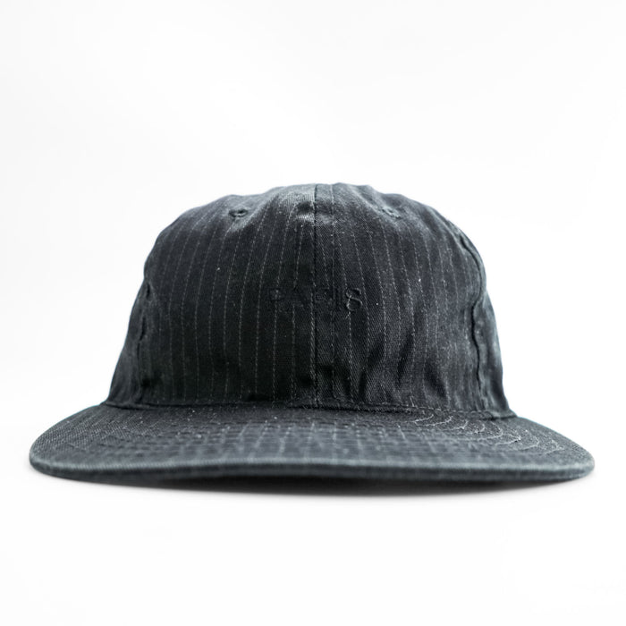EBBETS FIELD FLANNELS USA製 ベースボール キャップ FREE アジャスターベルト ブラック ピンストライプ PARIS