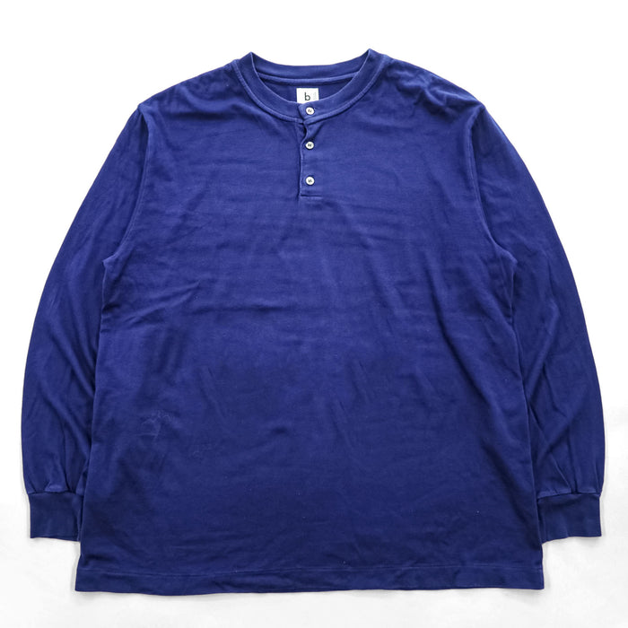 blurhms ROOTSTOCK 日本製 ヘンリーネック 長袖 ロングスリーブ Tシャツ ロンT L ネイビー ブルー
