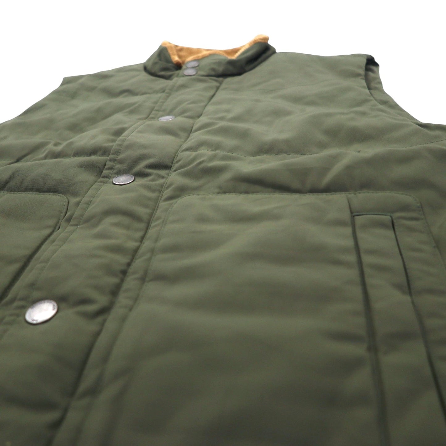 346 BROOKS BROTHERS ダウンベスト インサレーションベスト 中綿 L カーキ ポリエステル 襟コーデュロイ - 日本然リトテ