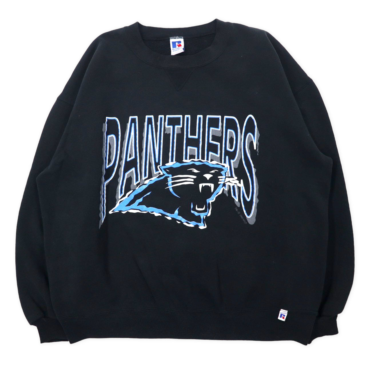 Russell Athletic USA MADE 90s NFL PANTHERS Print Sweatshirt XXL Black  Cotton Pan Size Big Size