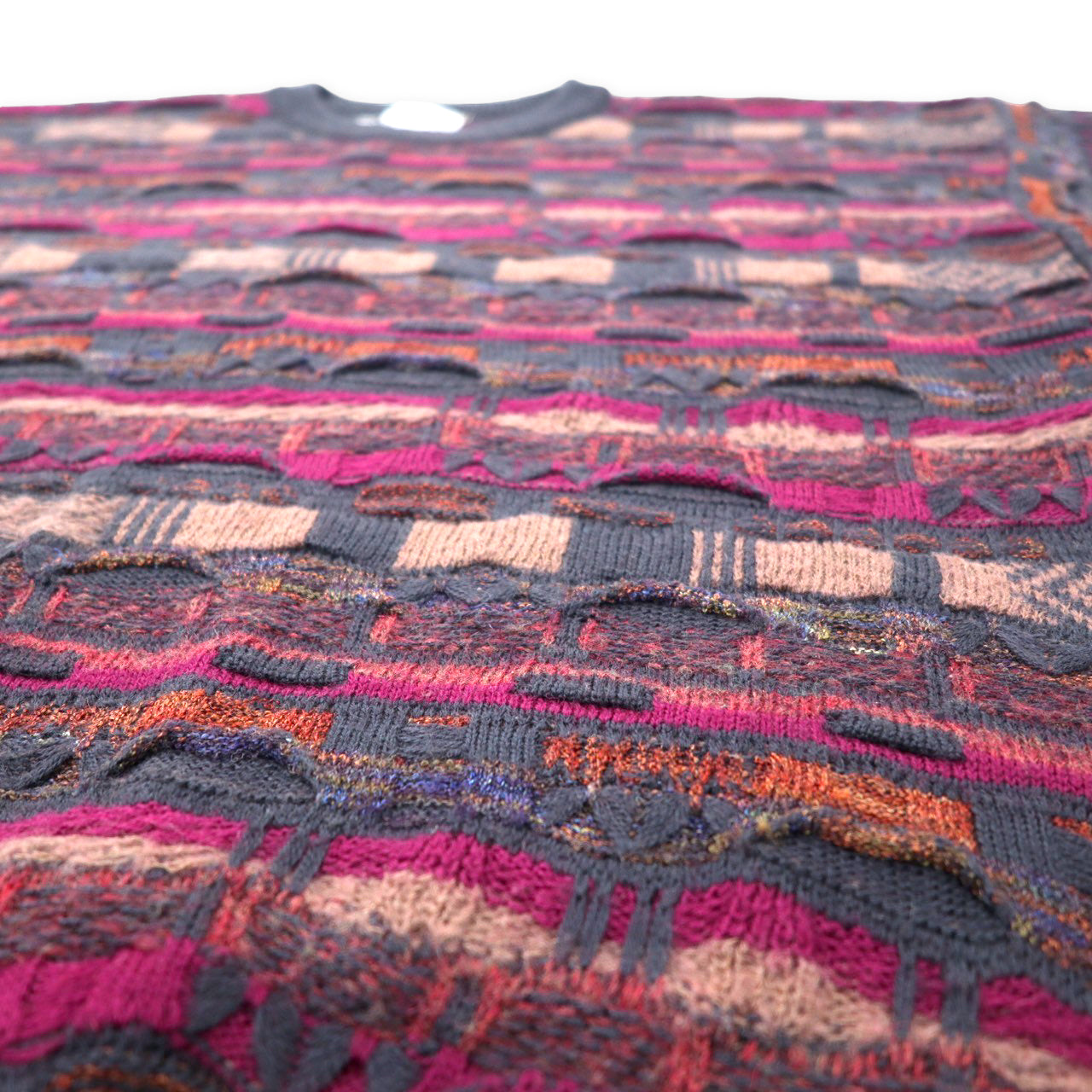 GIANFRANCO RUFFINI イタリア製 90年代 3Dニット セーター 48 カーキ パープル ウール アクリル