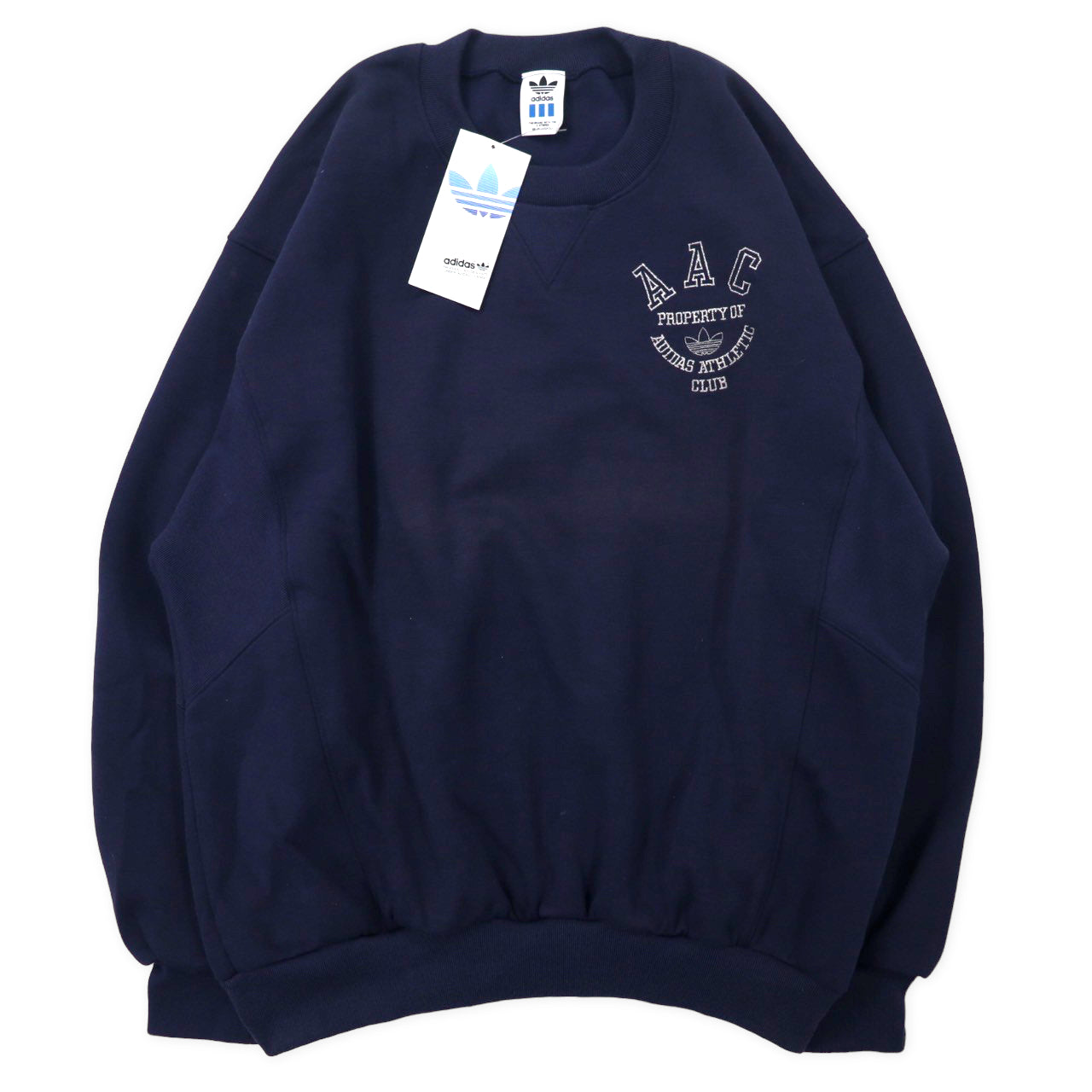 Adidas 90s Trefoil Logo Embroidery Sweatshirt O Navy Polyester Cotton  Former V Descente Japan Made Unused