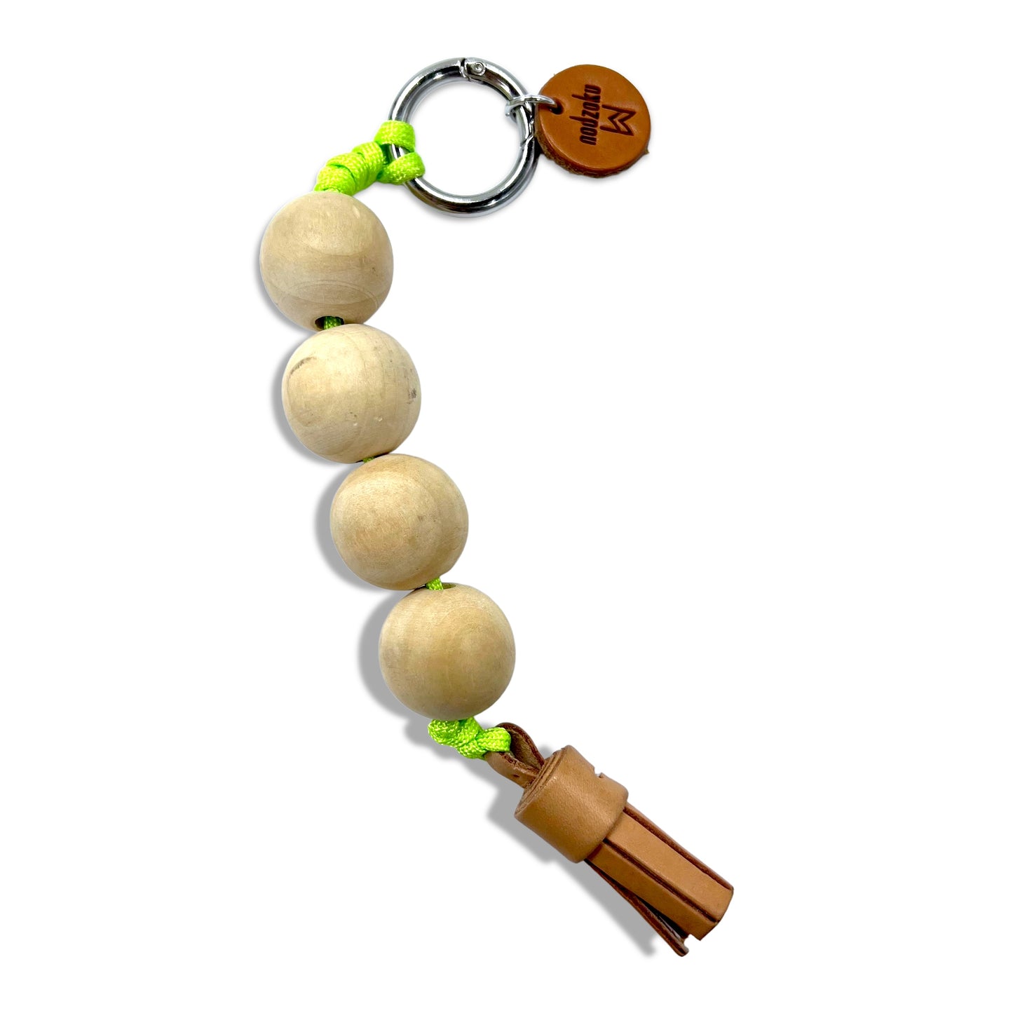 nodzoku Carabiner Keychain Keyring Wood Ball Tassel Wiz Beige