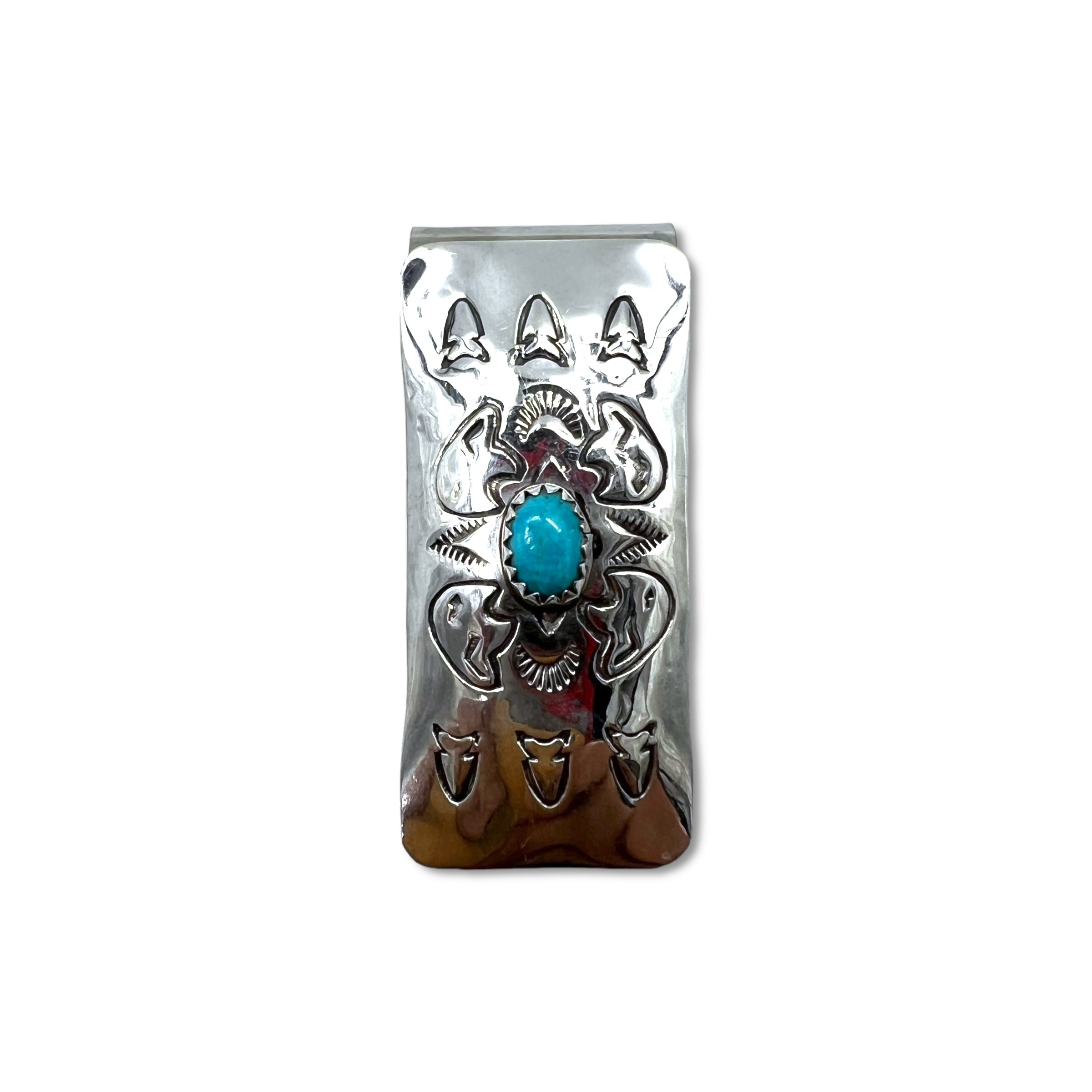 Navajo Indian Jewelry Money Clip Turquoise Navajo Indian Jewelry Money Clip  Turquoise Stamp Work – 日本然リトテ