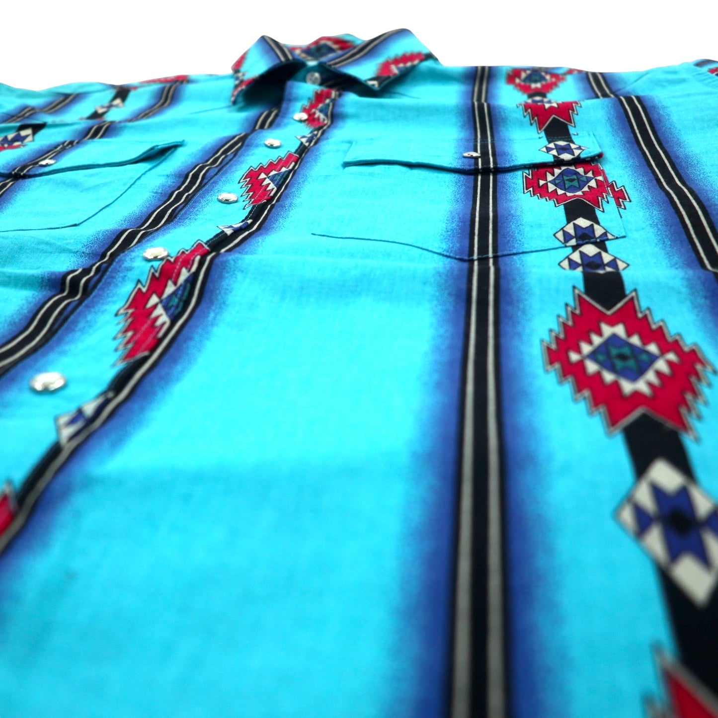 Wrangler 80年代 ウエスタンシャツ XXL ブルー コットン 総柄 チマヨ柄 インディアン MC2411A