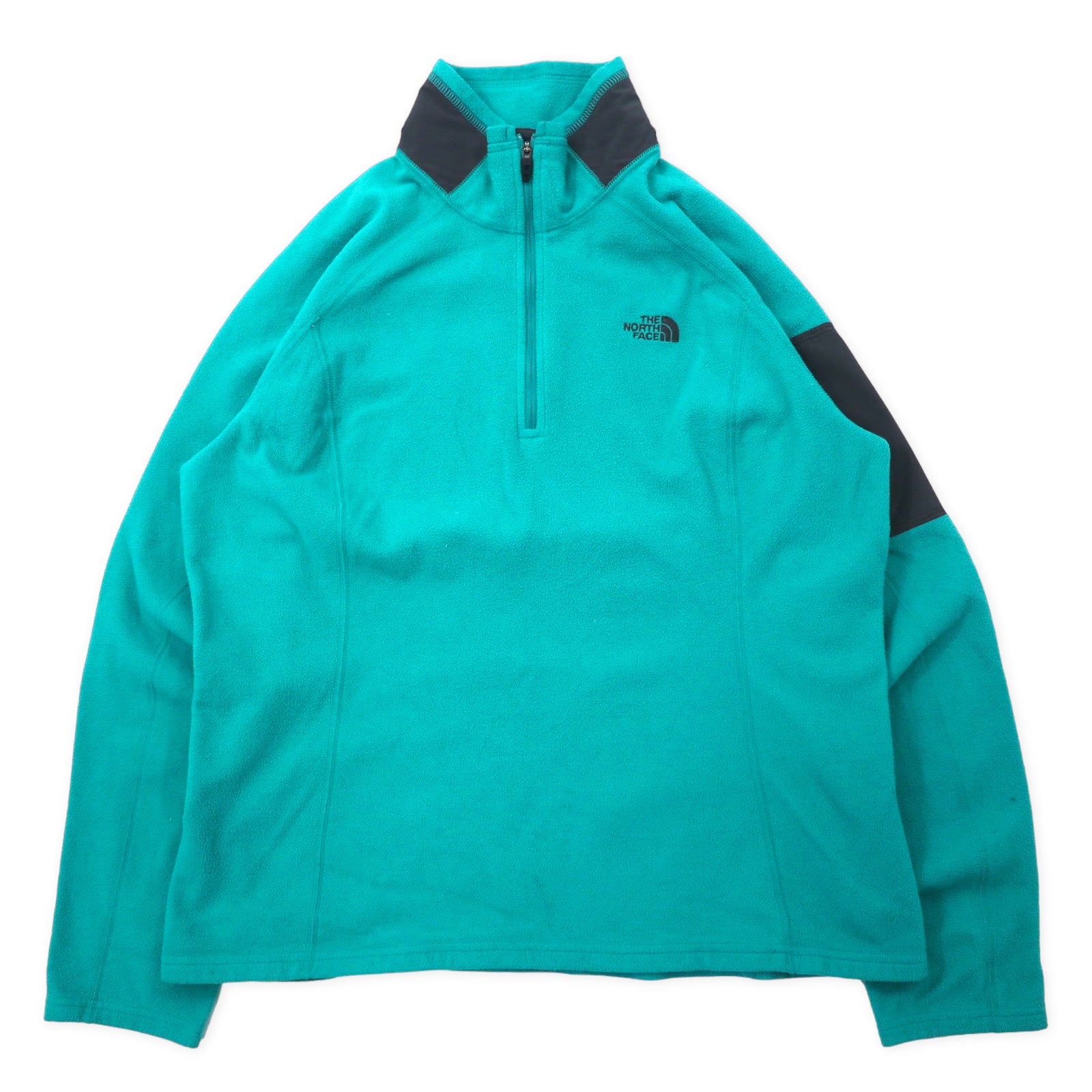 THE NORTH FACE Half-Zip Fleece Jacket L Green Polyester FLASHDRY