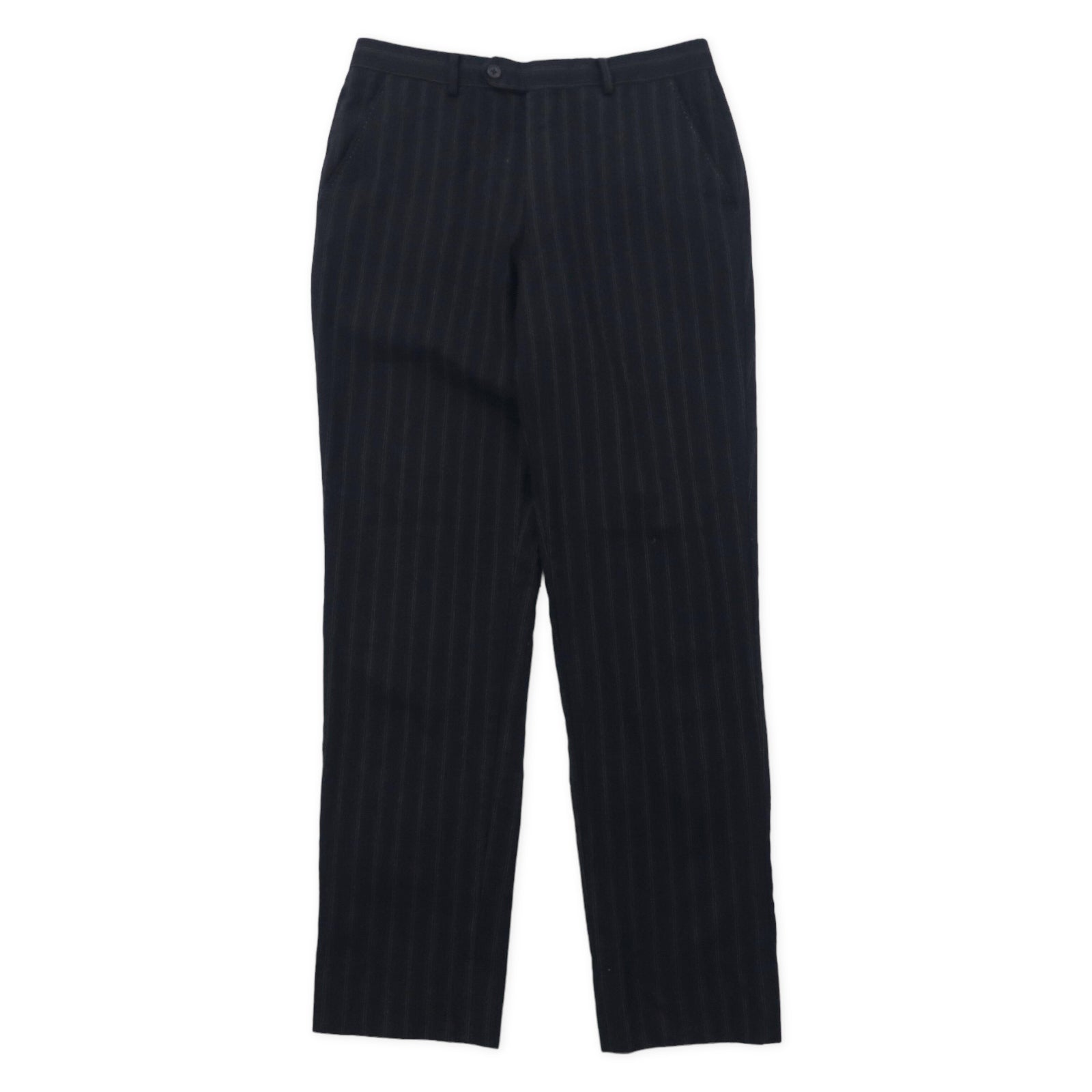 PAUL SMITH SLACKS PANTS 82 Black Striped Wool Silk Mixed Japan