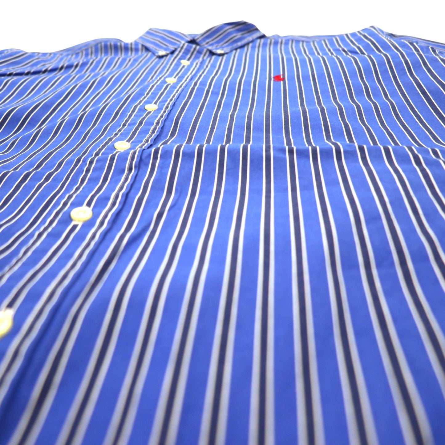 RALPH LAUREN 90年代 ボタンダウンシャツ L ブルー ストライプ コットン スモールポニー 刺繍 クラシックフィット CLASSIC FIT
