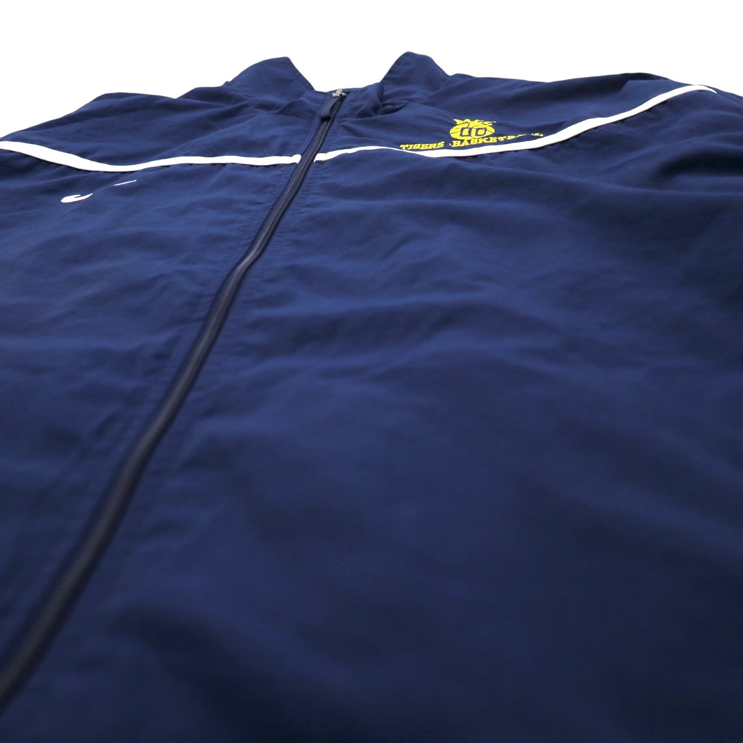 NIKE 90年代 TEAMタグ ナイロンジャケット トラックジャケット ジャージ XXL ネイビー メッシュライナー MCC TIGERS BASKETBALL スウォッシュ 刺繍