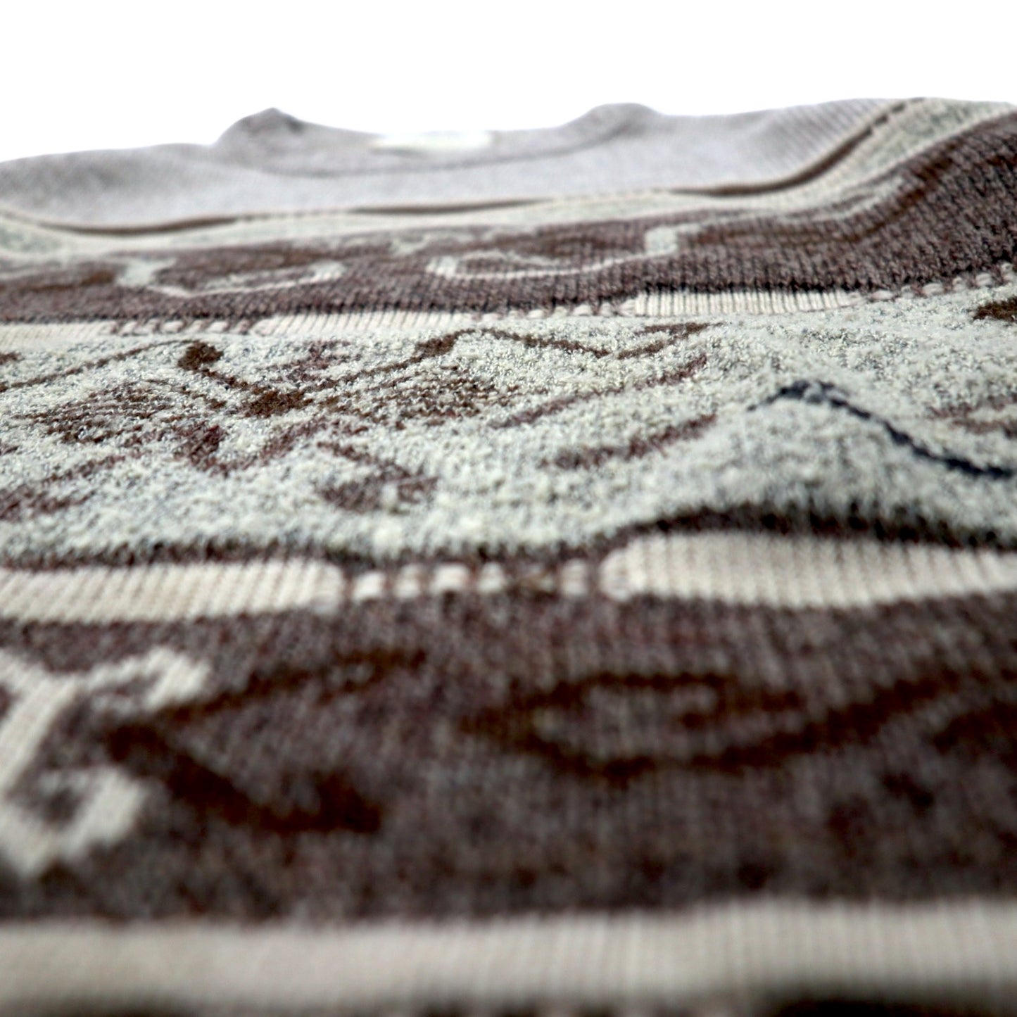 MEYNAL French 3D knit sweater, XL, beige, cotton, all-over pattern