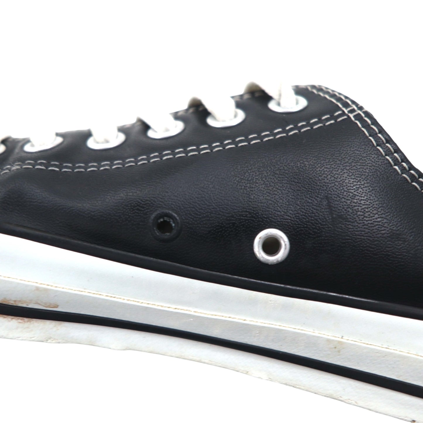 CONVERSE Leather All Star OX Sneakers, Size 27cm, Black, 1B906