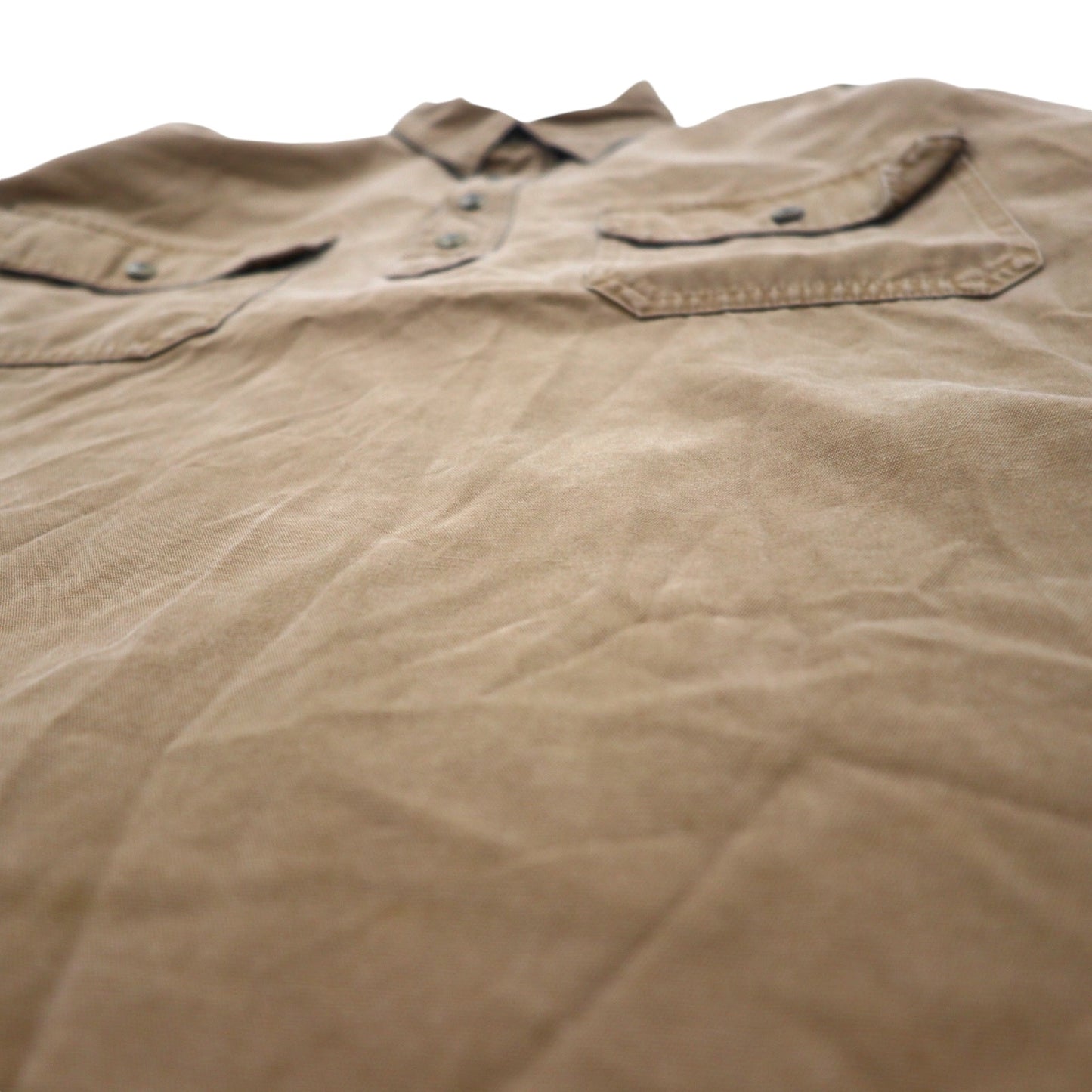 Cabela's OUTDOOR GEAR Pullover Work Shirt Jacket L Khaki Cotton Half Button