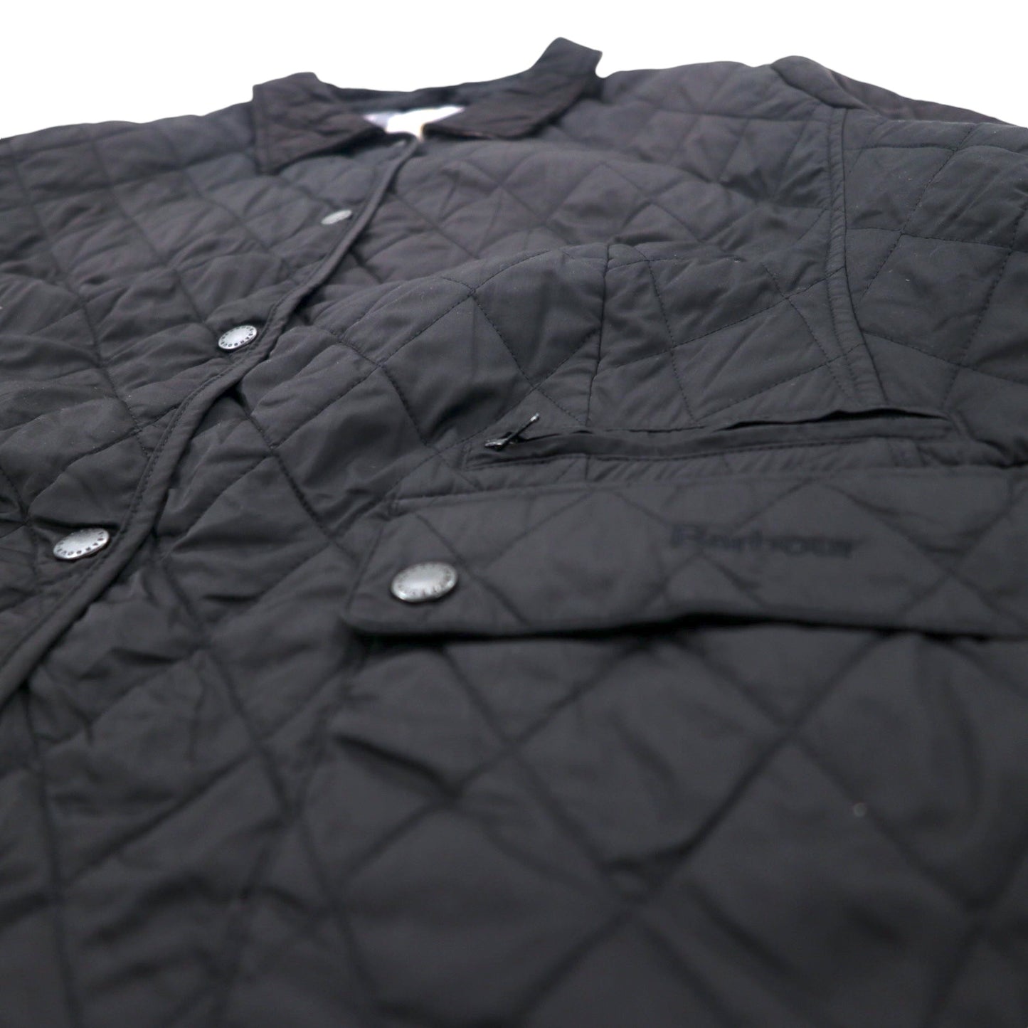 Barbour キルティングジャケット XL ブラック ポリエステル 裏地チェック CYNTHIA MATT QUILT JACKET L2359