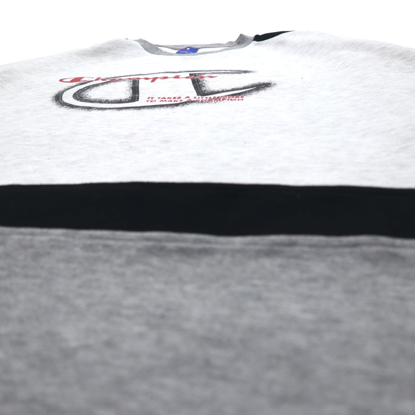 Champion 90年代 Vネック ラグラン スウェット 4XL グレー スクリプトロゴ ビッグサイズ