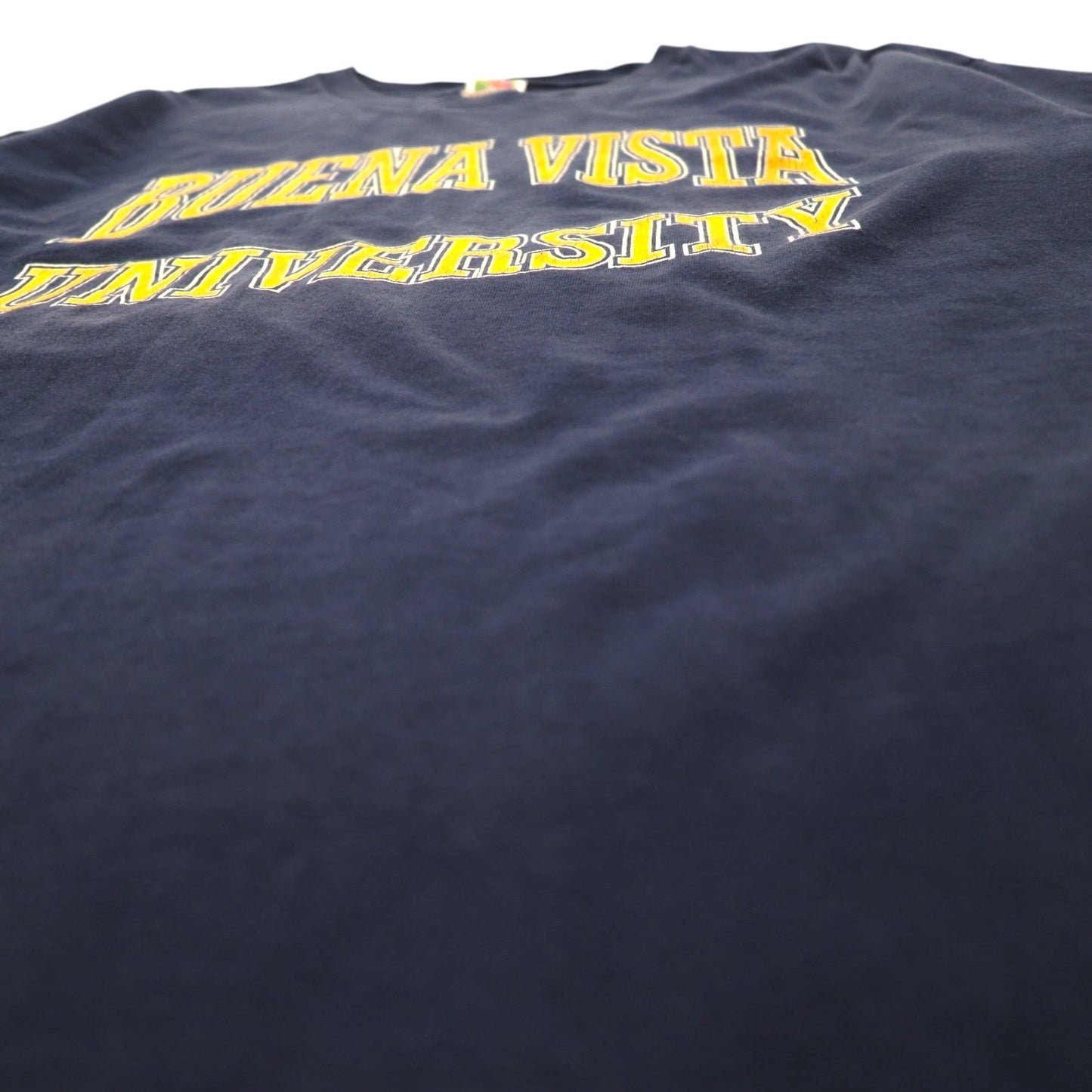 FRUIT OF THE LOOM 90s College Print T-Shirt, XXL, Navy, Made in El Salvador