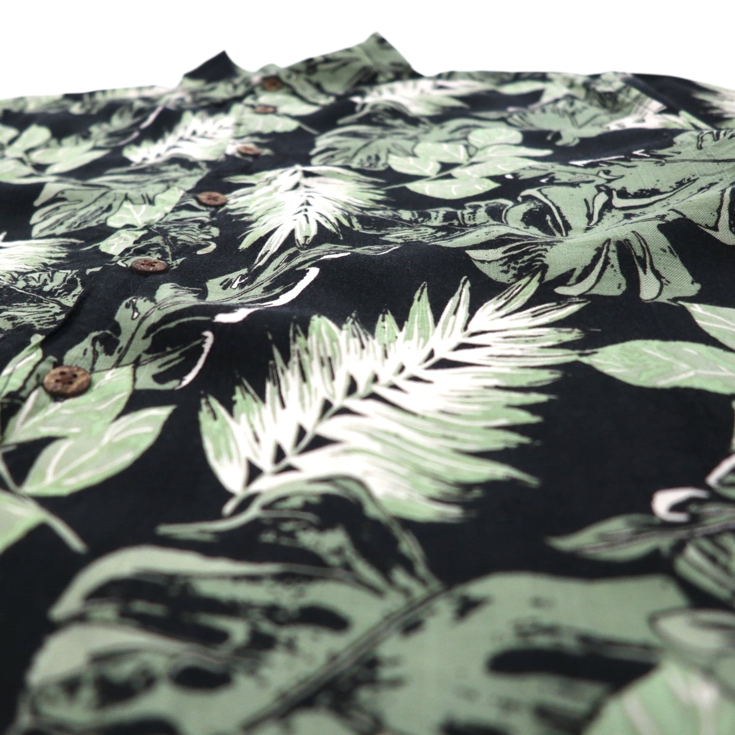 90s Morro Bay Aloha Shirt XLT Black Rayon All-over Botanical