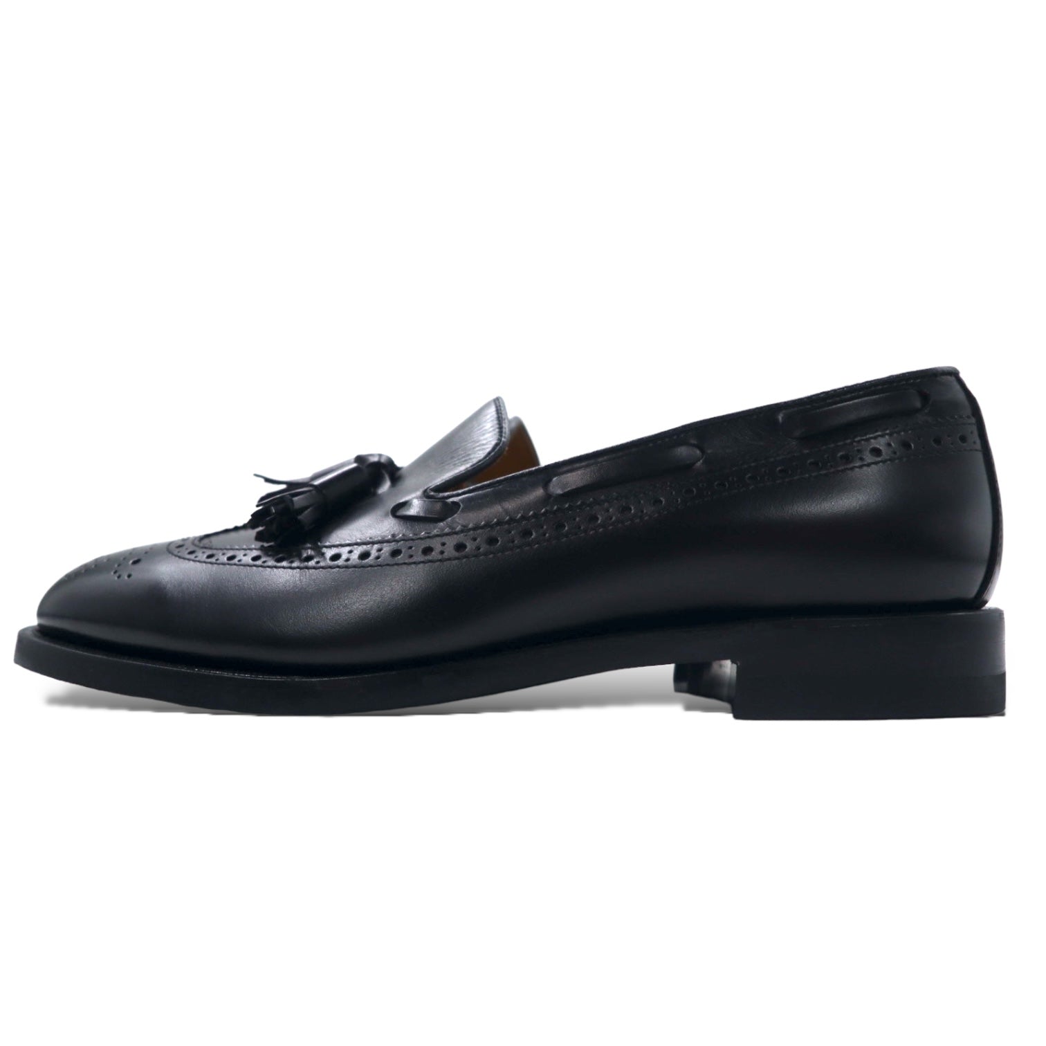 REGAL Wingtip Tassel Loafers US7 Black Leather Medallion Japan 