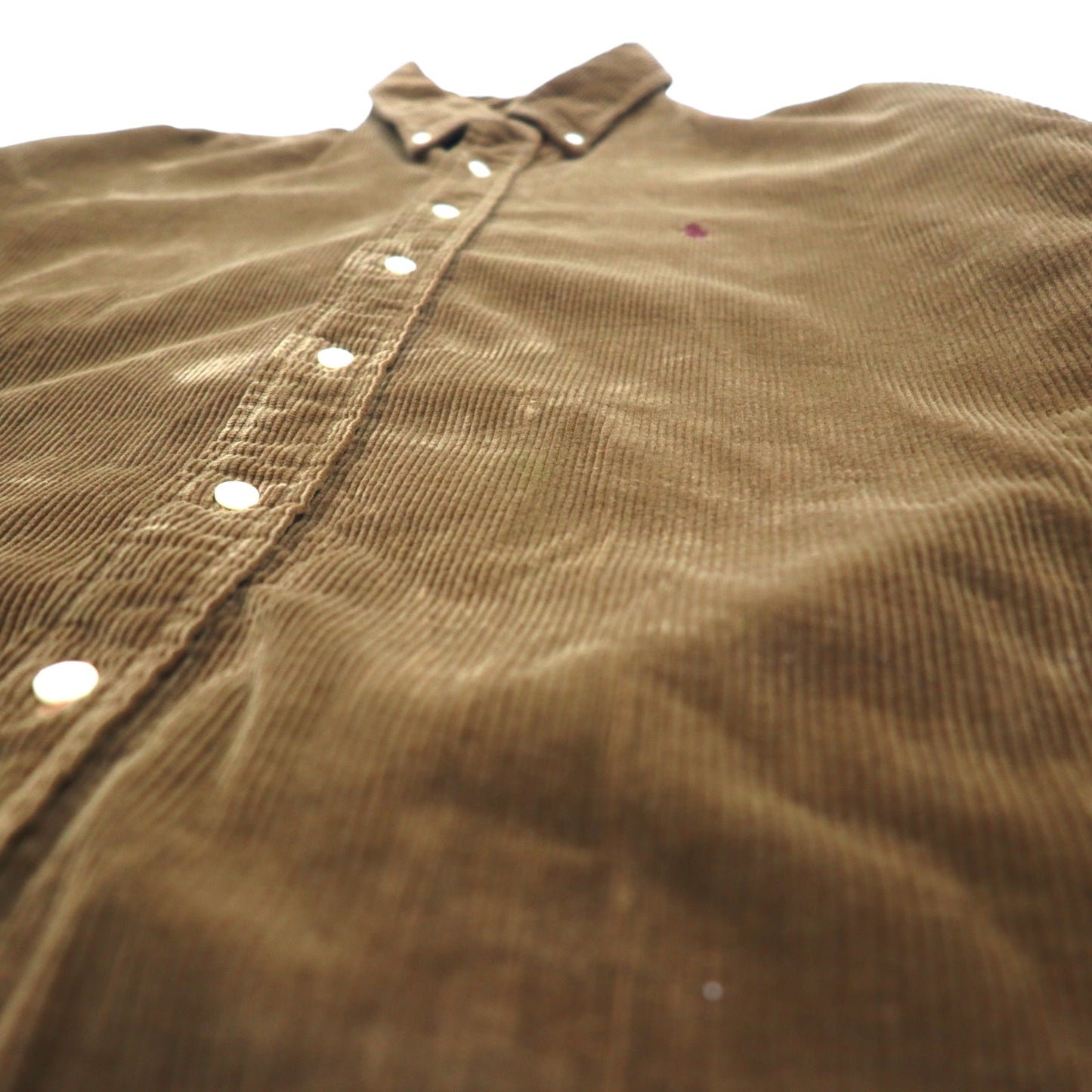 Ralph Lauren 90s Oversized Corduroy Button-Down Shirt, XL, Brown, Cotton, Small Pony Embroidery