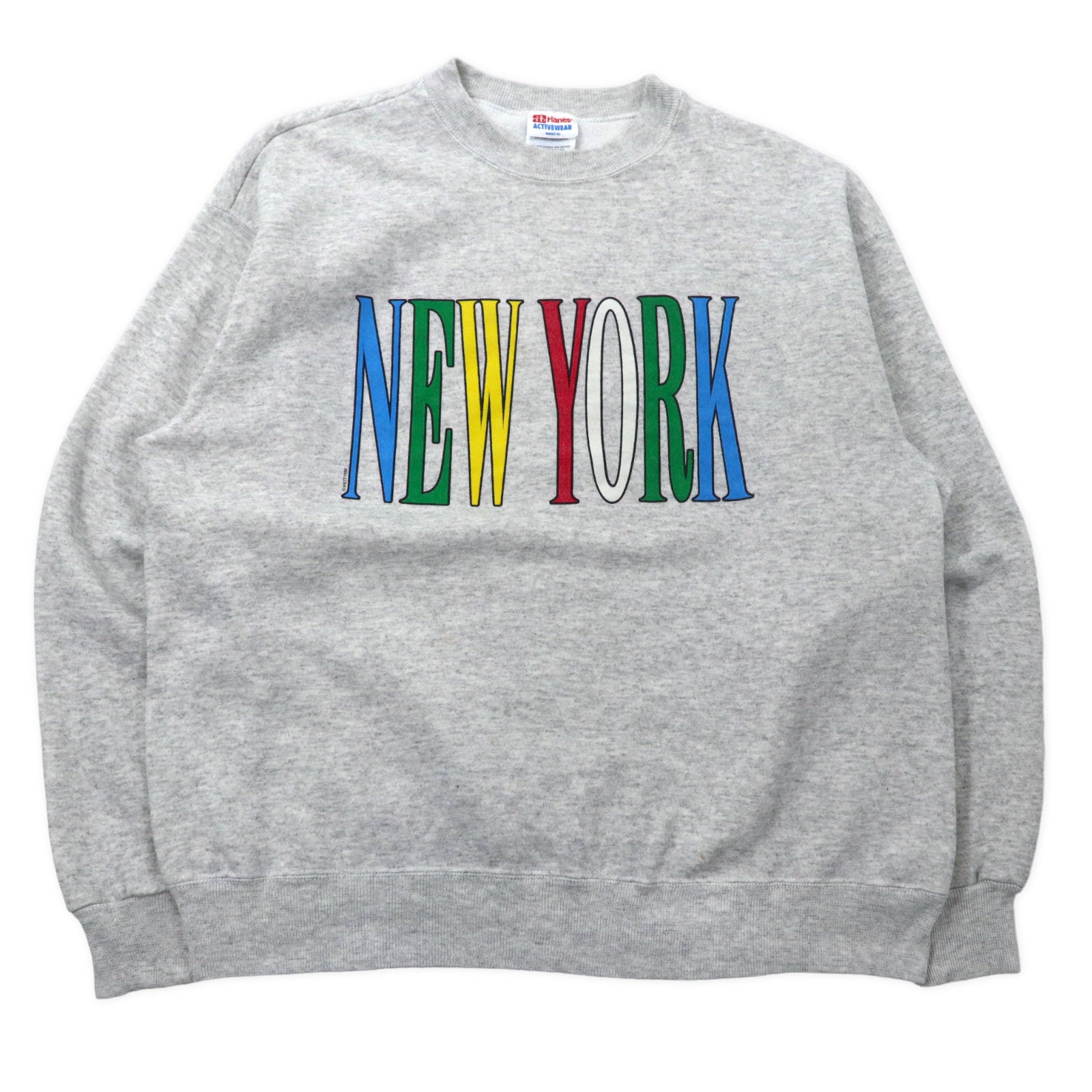 USA Made Hanes ActiveWear 90s Print Sweatshirt XL Gray Cotton 