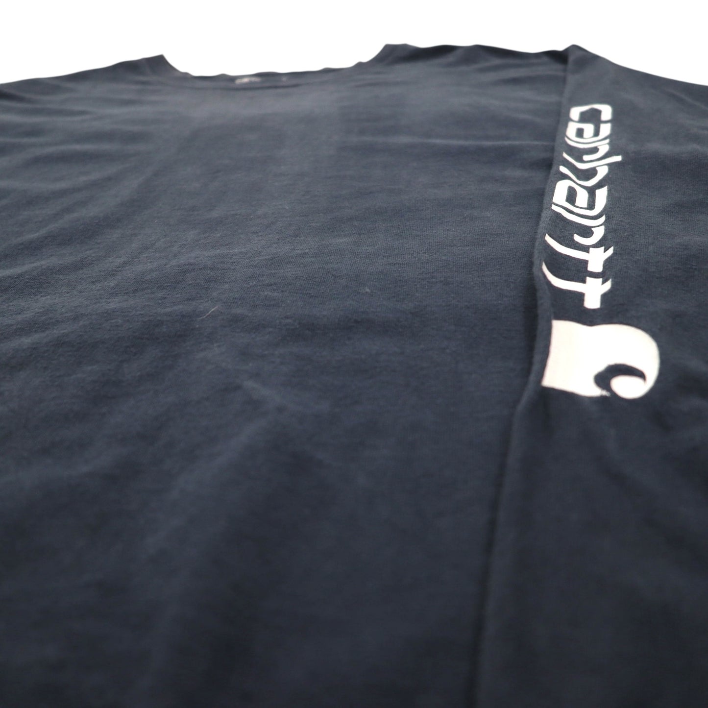 carhartt ロングスリーブ Tシャツ ロンT 4XL ネイビー 袖 プリント ロゴ ビッグサイズ