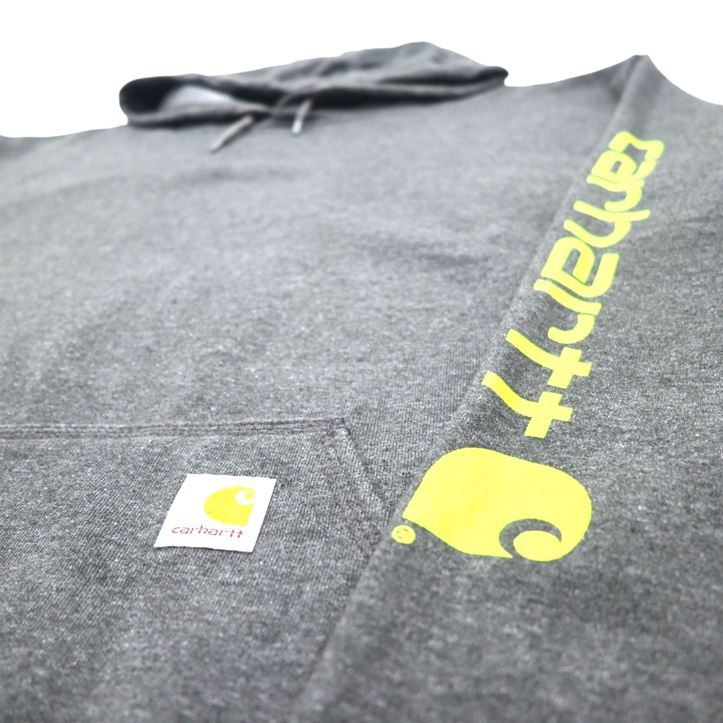 Carhartt ルーズフィット プルオーバーパーカー 2XL グレー コットン 裏起毛 袖ロゴ MIDWEIGHT HOODED LOGO SWEATSHIRT K288 ホンジュラス製