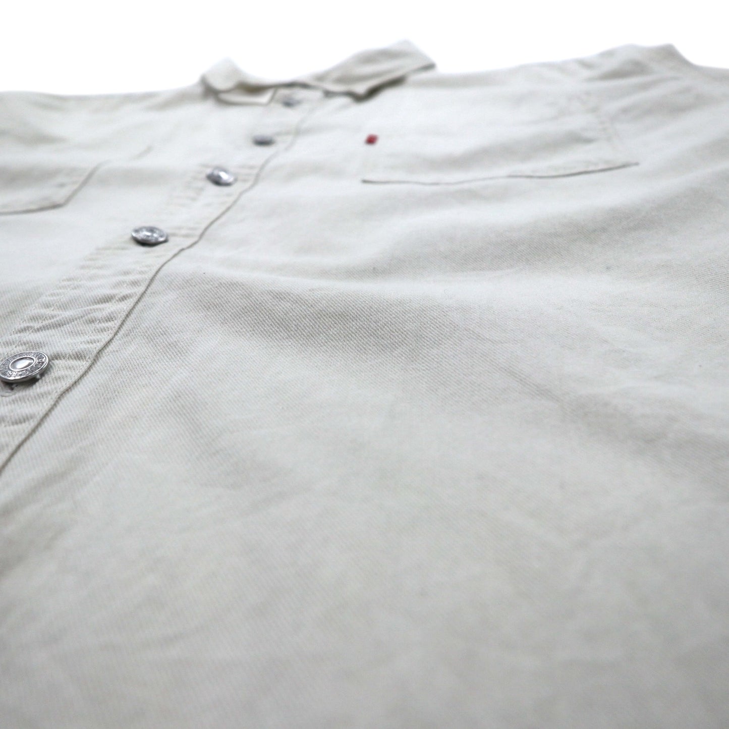 LEVI'S JEANS 00s Chino Work Shirt 2XL Beige Cotton Metal Buttons Big Size