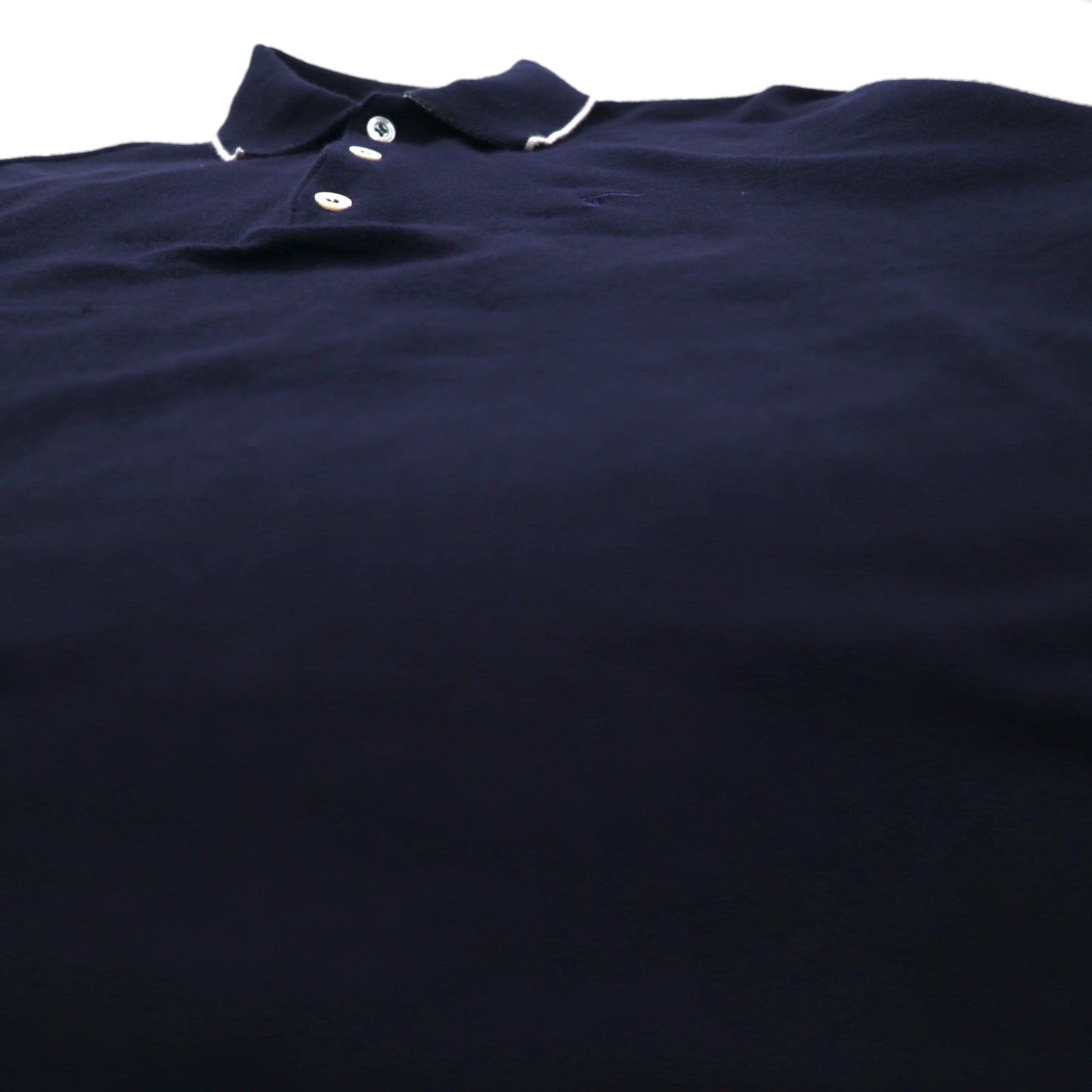 Salvatore Ferragamo イタリア製 ワイドシルエット ポロシャツ L ネイビー コットン ワンポイントロゴ刺繍