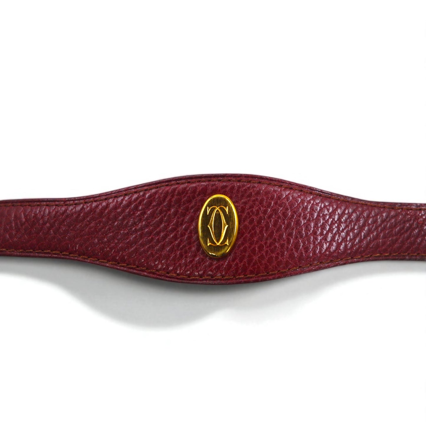 Cartier スペイン製 オールド マストライン レザーベルト ボルドー シボ革 トリニティ金具